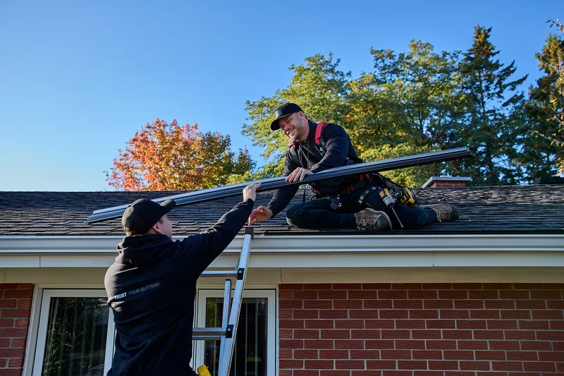 Aluminum soffit and fascia installed along a roofline